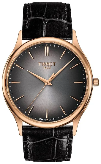 Tissot Excellence Rose Gold Black Leather Anthracite Dial T9264107606100