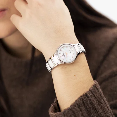 Festina Ceramic Women White Pearl Dial F20752/8