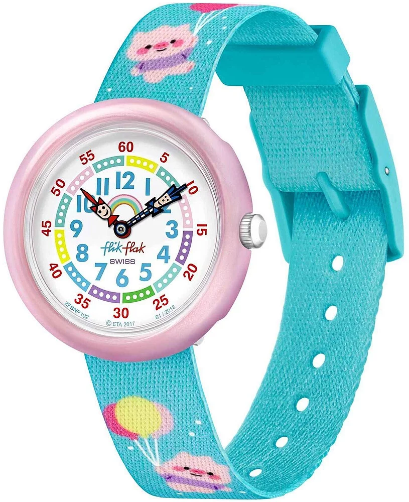 Flik Flak Happy Meadow ZFBNP239 - Montre Enfant Fille Rose Avec Fleurs Et Cristaux, Éducative Et Étincelante
