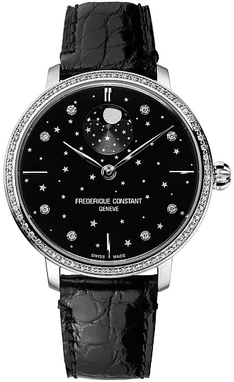 Frederique Constant Slimline Manufacture Moonphase Ladies Diamonds Stars FC-701BSD3SD6