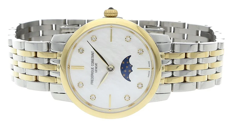 Frederique Constant Slimline Moonphase Ladies Diamonds FC-206MPWD1S3B