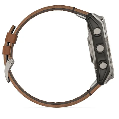 Garmin Fenix 8 51mm Sapphire Titanium Bezel, Chestnut Leather & Silicone Strap Set AMOLED GPS 010-02905-40
