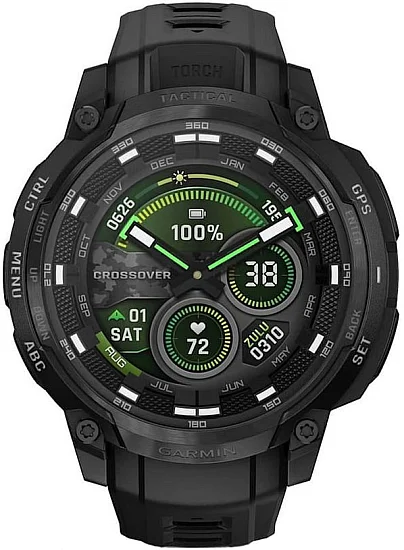 Garmin Instinct Crossover 45mm AMOLED Sapphire Tactical Edition Black with Black Silicone Band HR GPS 010-03398-02