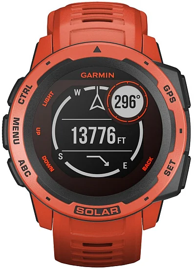 Garmin Instinct Solar 45mm Flame Red HR GPS Digital Smartwatch 010-02293-20