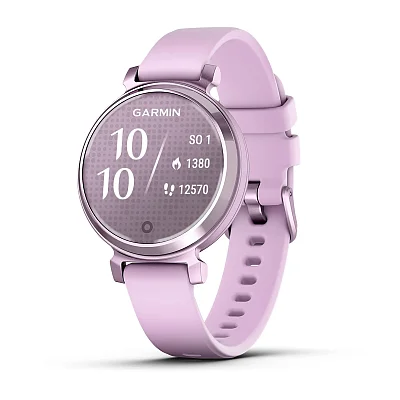 Garmin Lily 2 35mm Digital Smartwatch Metallic Lilac, Lilac Strap HR 010-02839-01