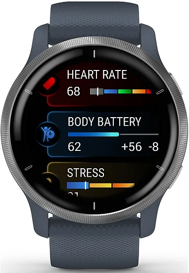 Garmin Venu 2 45mm Granite Blue Silver HR GPS Digital Smartwatch 010-02430-10
