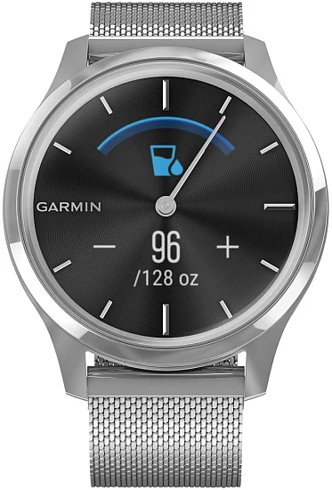 Garmin Vivomove Luxe 42mm Hybrid Smartwatch Steel, Silver Mesh HR 010-02241-23