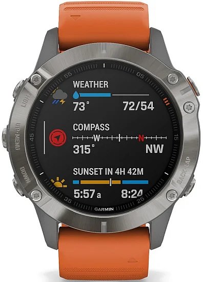 Garmin fenix 6 Pro Sapphire 47mm Titanium Orange HR GPS 32GB Digital Smartwatch OUTLET 010-02158-14