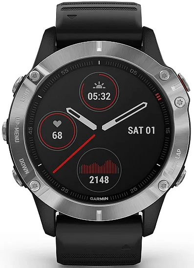 Garmin fenix 6 47mm Silver Black Band HR GPS Digital Smartwatch 010-02158-00