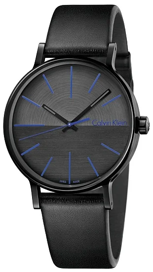 CALVIN KLEIN Gent Boost Dark Grey Dial Blue Index Black Leather K7Y214CZ