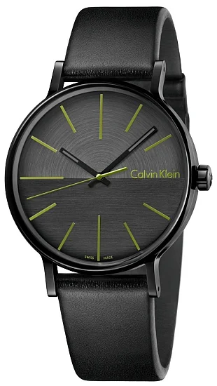 CALVIN KLEIN Gent Boost Dark Grey Dial Green Index Black Leather K7Y214CL