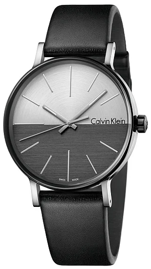 CALVIN KLEIN Gent Boost Silver Dial Black Leather K7Y21CCX