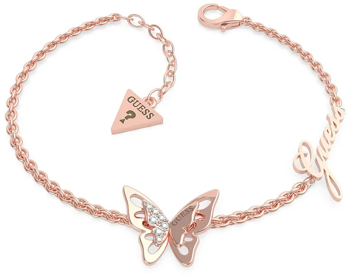 Guess Bransoletka Damska Motyl Kryształki Stal PVD UBB70116-S