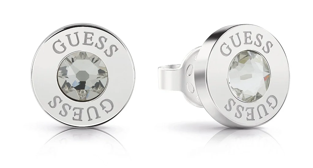 Guess Kolczyki Sztyfty Logo Kryształki Stal UBE78094