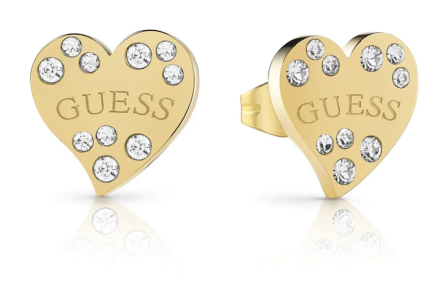 Guess Kolczyki Sztyfty Serca Kryształki Stal PVD UBE78052