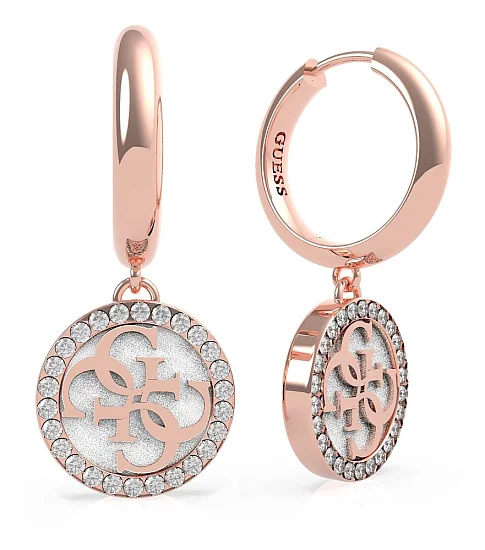 Guess Kolczyki Wiszące Logo Kryształki Stal PVD UBE70249