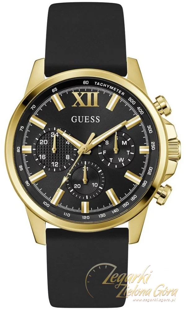 Guess GW0913G2 ⌚ Walker Gold Multifunction Black Dial & Strap Zegarek Męski