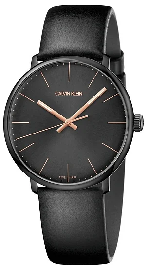 CALVIN KLEIN High Noon Black Leather Black PVD K8M214CB
