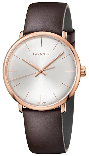 CALVIN KLEIN High Noon Brown Leather Rose Gold PVD K8M216G6