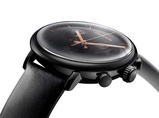 CALVIN KLEIN High Noon Chronograph Black Leather Black PVD K8M274CB