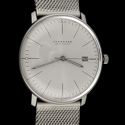 Junghans Max Bill Quartz MEGA Solar Mesh Titanium Sapphire 59/2022.46