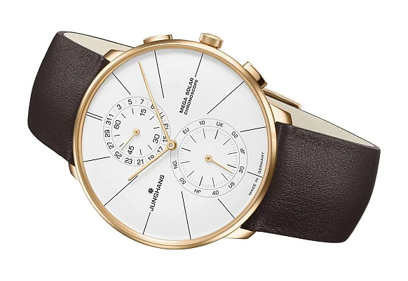Junghans Meister Fein Quartz Chronoscope MEGA Solar Sapphire Rose Gold PVD 59/7201.00
