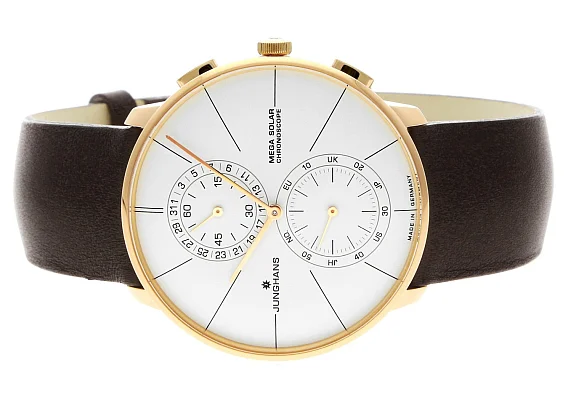 Junghans Meister Fein Quartz Chronoscope MEGA Solar Sapphire Rose Gold PVD 59/7201.00