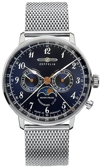 Zeppelin LZ129 Hindenburg Quartz Moonphase Mesh ZE-7036M-3