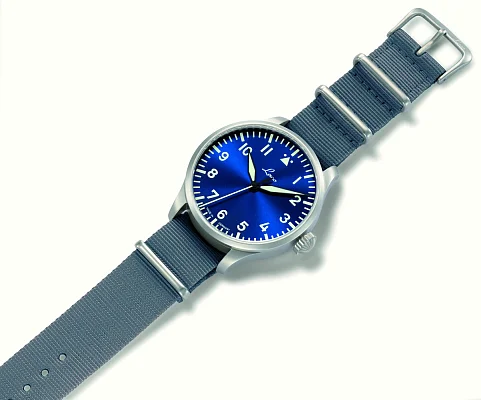 Laco Augsburg 39 Pilot Watch Automatic Blaue Stunde NATO LA-862102