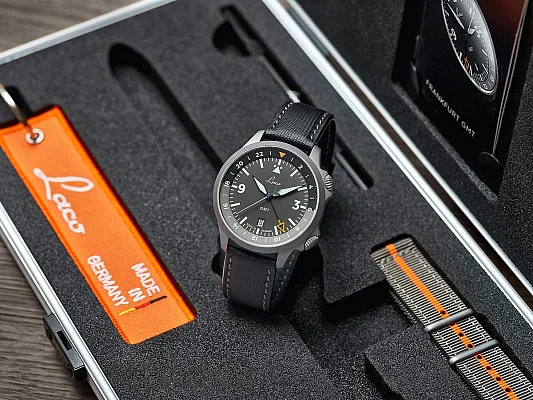 Laco Frankfurt Schwarz 43 Pilot Watch Special Automatic GMT Set LA-862120.2