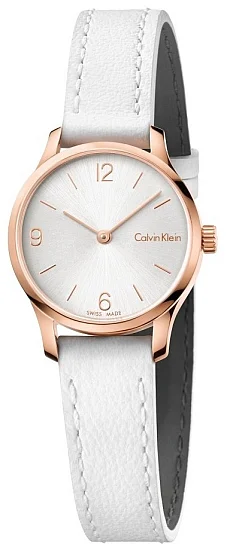 CALVIN KLEIN Lady Endless Silver Dial White Leather Rose Gold PVD K7V236L6
