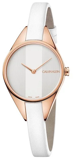 CALVIN KLEIN Lady Rebel White Leather Rose Gold PVD K8P236L6