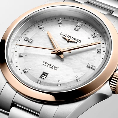 Longines Conquest Lady Automatic Diamonds 18k Gold Caps L3.320.5.87.6