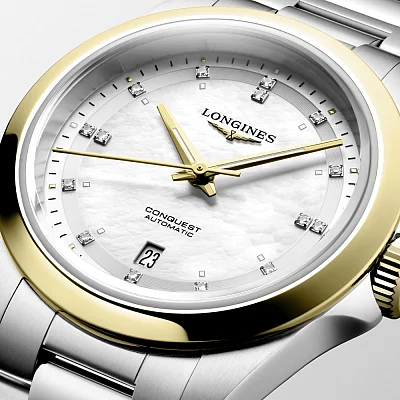 Longines Conquest Lady Automatic Diamonds 18k Gold Caps L3.320.5.80.6