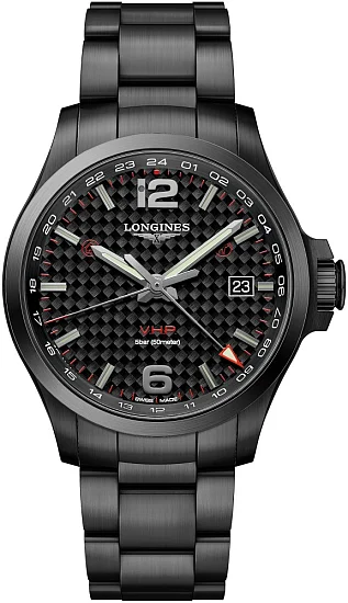 Longines Conquest VHP GMT Flash Setting Black PVD L37282666