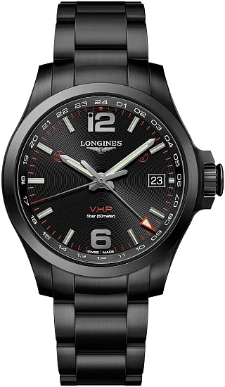 Longines Conquest VHP GMT Flash Setting Black PVD L37182566