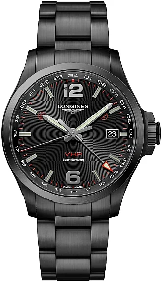 Longines Conquest VHP GMT Flash Setting Black PVD L37282566