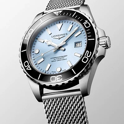 Longines HydroConquest Automatic Ceramic Mesh 42mm Ice Blue L3.788.4.99.6