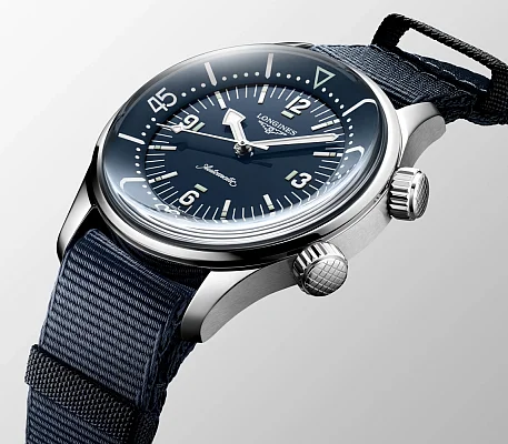 Longines Legend Diver Watch 39 Jubilee Chronometer Blue Dial NATO L3.764.4.90.2