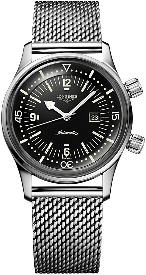 Longines Legend Diver Watch 36 Mesh Black Dial L33744506