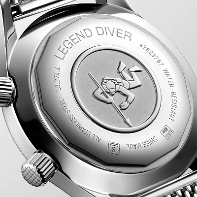 Longines Legend Diver Watch 36 Mesh Pearl Dial L3.374.4.80.6