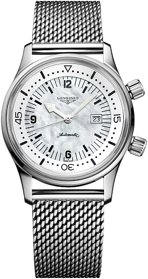 Longines Legend Diver Watch 36 Mesh Pearl Dial L33744806