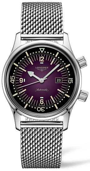 Longines Legend Diver Watch Small Violet Dial L33744906