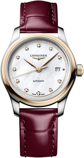 Longines Master Collection Automatic 30mm White Pearl Diamonds 18k Gold Caps L24495892