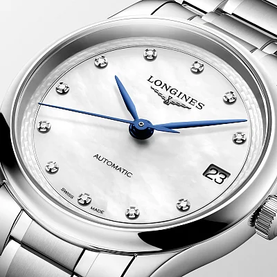 Longines Master Collection Lady 34mm White Pearl Dial Diamonds L2.450.4.87.6