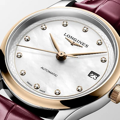 Longines Master Collection Automatic White Pearl Diamonds 34mm Gold Caps 18k L2.450.5.89.2