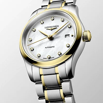 Longines Master Collection Lady 30mm 18k Gold Bezel and Caps Diamonds L2.449.5.87.7