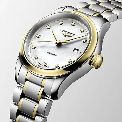 Longines Master Collection Lady 30mm 18k Gold Bezel and Caps Diamonds L2.449.5.87.7