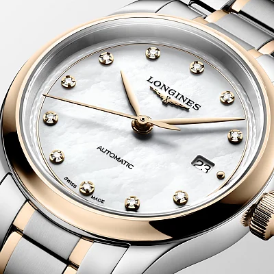 Longines Master Collection Lady 30mm 18k Gold Bezel and Caps Diamonds L2.449.5.89.7