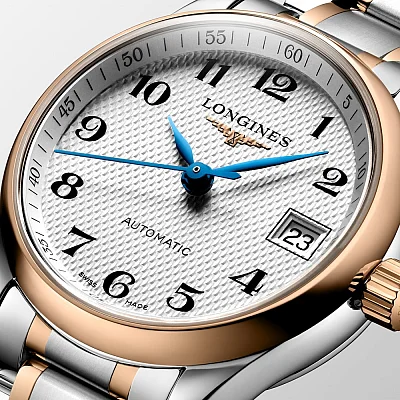 Longines Master Collection Lady 18k Gold Bezel and Caps L2.128.5.79.7